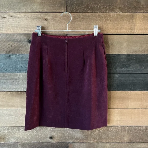 Vintage 90s Burgundy Suede Zip Up Skirt Set DJ & Co Soft Faux Suede Matching Set - Picture 10 of 13